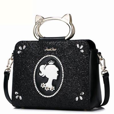 

JUST STAR (JUST STAR) handbags new bag leisure Messenger bag cute cat shoulder bag handbags original design hand bag wallet JS163 black