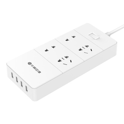 

Newton law NPC-4A4U smart USB socket plug-in board 4-bit 4-port desktop office charge wiring board row plug lightning protection surge plug 15 meters white