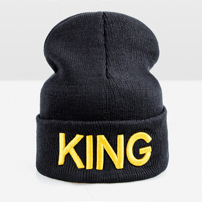 

WISHCLUB 2017 New Design King Queen Warm Winter Hat Cap For Men Women Skullies Beanies Knitted Warm Hat