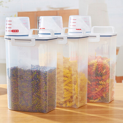 

Space workshop rice barrels multi-functional kitchen miscellaneous food sealed tampers moisture-proof rice box 2kg transparent 3 loaded MT10035