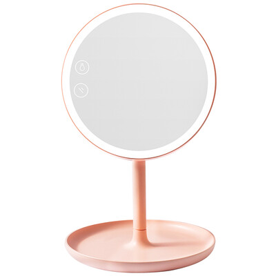 

Mika MECOR creative gift Makai Long round table lamp LED desktop touch switch make-up mirror 520 gift to send girlfriend to send girlfriend honey pink 8505