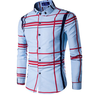 

Men Cotton Digital Printed Lattice Flower Long Sleeved Shirts