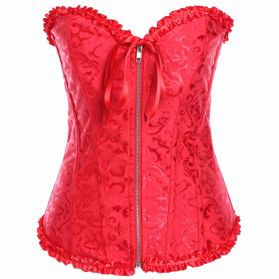 

Sexy Bone Corset Zipper Waist Trainer Strapless Buister Corselet Women lace Shapewear + Underpants