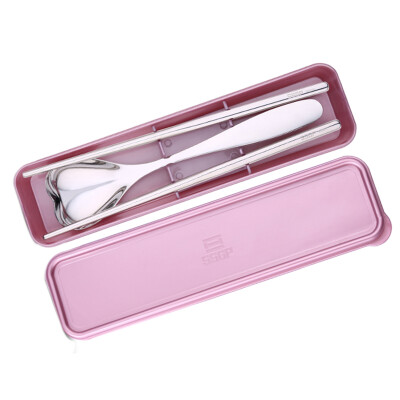 

【Jingdong Supermarket】 Beisi Si 304 stainless steel portable chopsticks spoon tableware set heart-shaped spoon chopsticks 2 sets