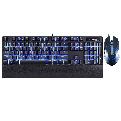 

Hyundai (HYUNDAI) HY-MK240RS pure mechanical 104 key breathing backlight no red ring electric gaming game keyboard and mouse set black