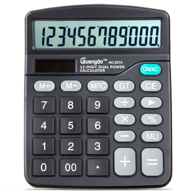 

GuangBo NC-837A 12 Digits Solar Power Calculator with Large Screen