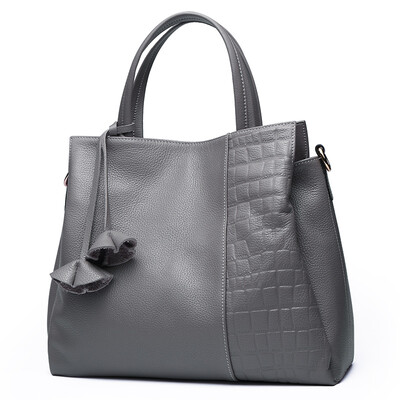

Kou a Cnoles first layer of leather handbags ladies bag Europe and the United States simple leather handbag female shoulder Messenger bag C075 gray