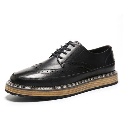 

COSO casual shoes breathable Bullock men's shoes leisure retro round leather shoes British wind thick bottom low to help shoes shoes teddy shoes 5785 black 43 yards