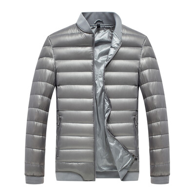 

Antarctic men's down jacket fashion Korean baseball collar 90 white duck down solid color warm down jacket 1902 gray L