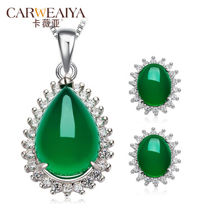 

Carweaiya Chalcedony Necklace Pendant Female Fashion Jewelry 925 Silver Emerald Jade Pendant Chinese Style Chinese Tradition