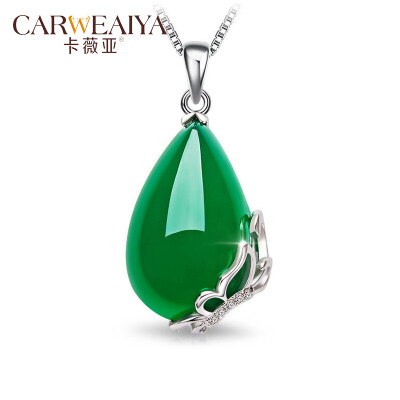 

Carweaiya Ice Chalcedony 925 Silver Inlaid Clavicle Necklace Female Emerald Green Butterfly Pendant Silver Necklace Free