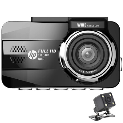 

HP мини f860 Drive Регистраторы HD Ночное видение передние и задние двойная линза остановить мониторинг 1080 P Видеорегистраторы д