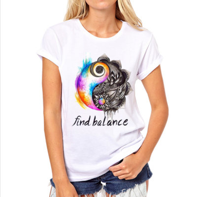 

new arrive Women Summer T SHIRT Find Balance Tank T shirt 2016 Funny Top Tee White o-neck tops