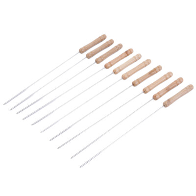 

10pcs Outdoor Picnic BBQ Barbecue Skewer Roast Stick Stainless Steel Needle