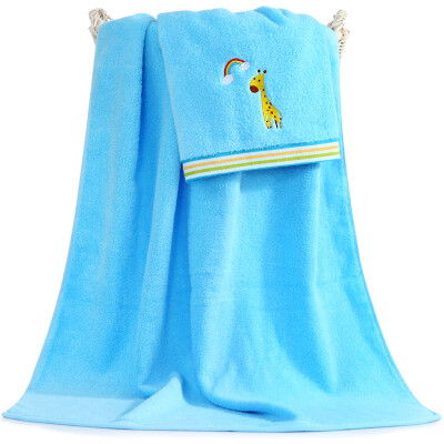 

Jingdong Supermarket Sanli cotton cartoon embroidery bath towel high terry color satin wrapped towel men&women with the paragraph 70 × 140cm Lu grass color