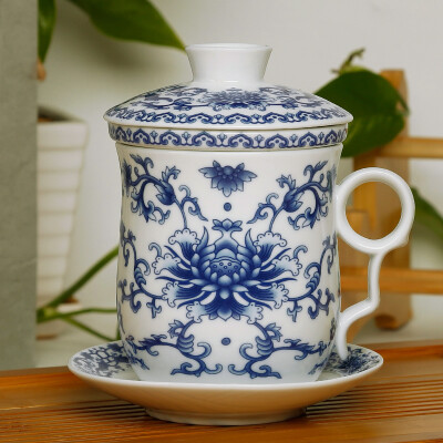 

Jin Xiangyu ceramic cup Dielianhua four cups of milk filter high temperature office cups