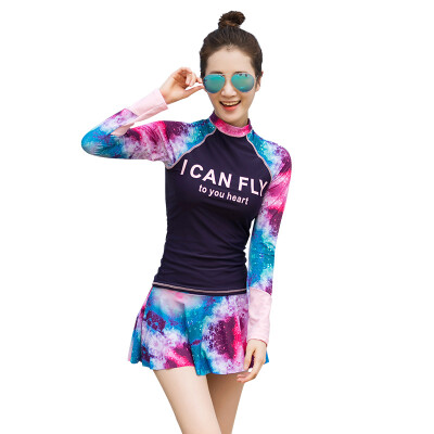 

SANQI ladies swimsuit conservative students Korea split skirt long-sleeved sunscreen swimwear