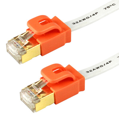 

PowerSync CAT7-GFIMG19 seven types of cable 1 meter Gigabit flat cable shield gold-plated copper cable lily white