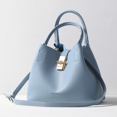 

MICOCAH Brand New Arrival Big Shoulder Bag With A Metal Lock Fashion Bags PU Leather 2 Pieces Solid Color Bucket Bags