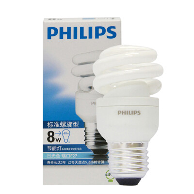 

Jingdong supermarket] Philips (PHILIPS) standard spiral energy-saving lamps 8W cold day E27 big screw mouth