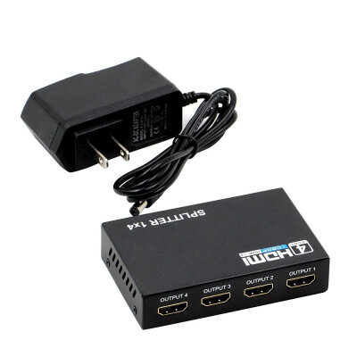 

4 Port 1080p HDMI Splitter with Ac Power adapter Converter,HDMI Switcher Hub Port,Black