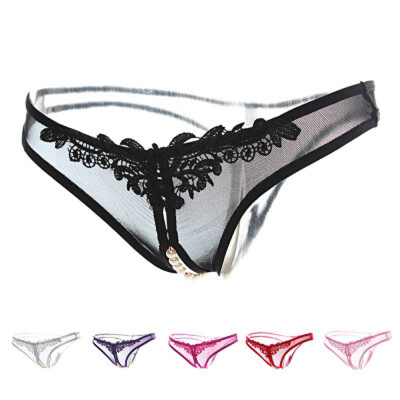 

5pcs Opening Knickers Women T Panties Girls Pearls Bottom Underpants (Color Delivered out by Randomly