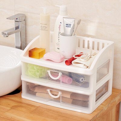 

Jingdong Supermarket space studio desktop drawer storage box cosmetics finishing storage box two white KF10226
