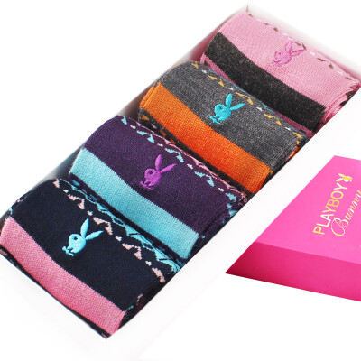 

Playboy PLAYBOY 2703 casual socks women&39s wool socks in the tube fashion female stockings 4 double gift box mixed color