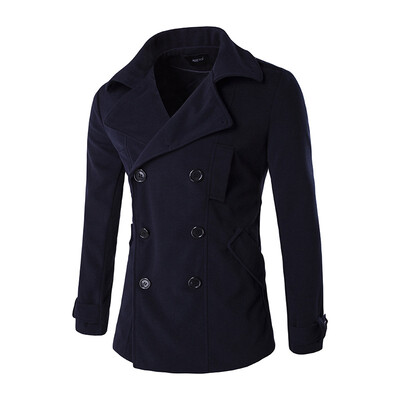 

Men Winter Coats Double breasted Woolen Windbreaker