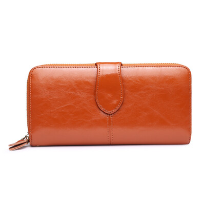 

SENDEFN ladies wallet female long Korean zipper wallet large capacity cowhide female wallet tide 8002 dark blue