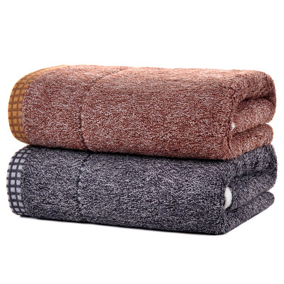 

【Jingdong Supermarket】 Bamboo Kam Towel Home Textiles Bamboo Fiber Sulun Style Couples Lattice Towels 2 Pack Khaki / Purple Red 110g / Article 34 × 76cm