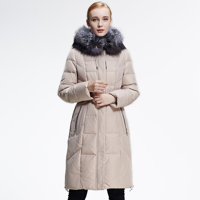 

Pierre Cardin pierre cardin down jacket women long section Slim hooded fox fur collar warm down jacket 23C3668 champagne  175