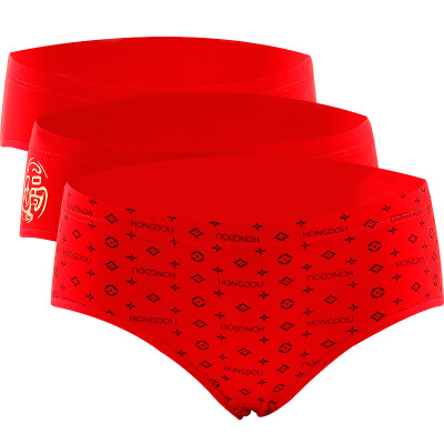 

【Jingdong supermarket】 red beans (hongdou) underwear ladies underwear 3 soft cotton shorts Benming Year briefs red 170/90