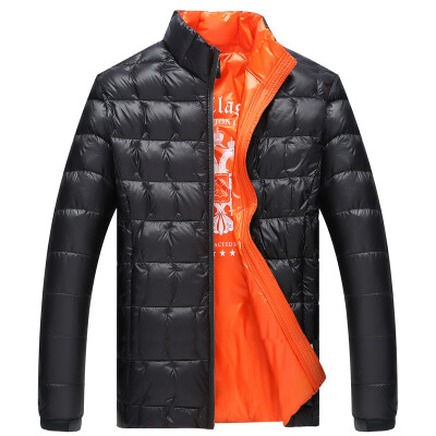 

Antarctic men's down jacket 90 white duck down business business collar hit color warm down jacket 1908 black orange 3XL