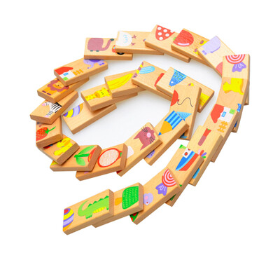 

28 PCS animal solitaire puzzle domino children standard Domino Wooden Toys early childhood 650098