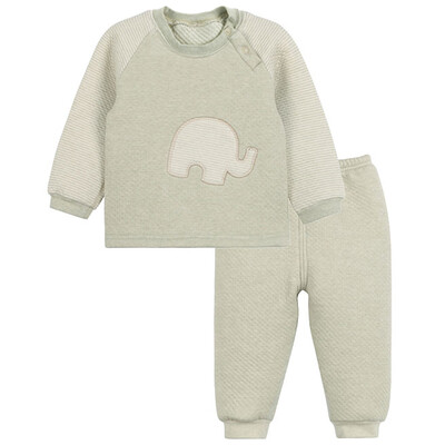 

Xin Song baby color cotton warm sets of sets of newborns autumn and winter warm color cotton underwear shirt pants suit natural green small D057D73