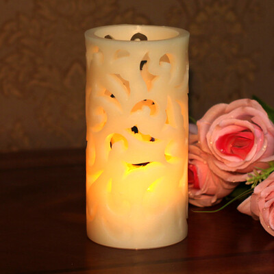 

Led Hollowed-Out Pillar Candle with Timer 36 Inch Light Ivory