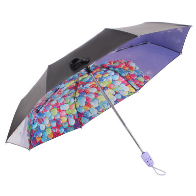 

Jingdong supermarket] umbrella umbrella UPF50 + since the open all shade black rubber balloon transfer three fold black umbrella sunny umbrella umbrella blue 30138ELCJ