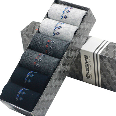 

Langsha socks cotton socks in the tube men&39s casual business socks 6 pairs of fine gift box light gray 2 dark gray 2 green 2