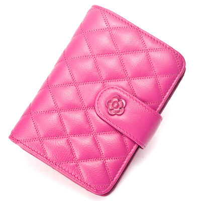 

DOODOO wallet female short section sheepskin new small wallet Japanese&Korean style fan change coin bag D6965 rose red