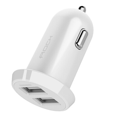 

Локк (ROCK) Автомобильное зарядное устройство / алюминиевый сплав двойной USB автомобильное зарядное устройство прикуривателя один с двумя USB автомобильное зарядное устройство белого золота