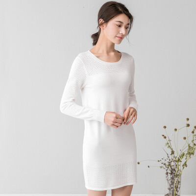 

INMAN jacquard long sleeve knit dress white XL 1863451696