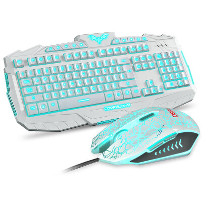 

Game keyboard and mouse kit three - color backlit keyboard and mouse set