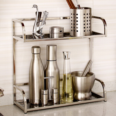 

【Jingdong Supermarket】 Ou Runzhe Kitchen Shelf 304 stainless steel square tube double seasoning bottle seasoning rack