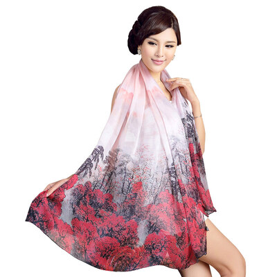 

Bao Shengxiang silk scarves female scarf silkworm silk satin long scarf shawl spring&autumn shawl blue first makeup s9517