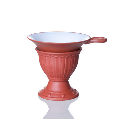 

Yixing Zisha Clay Glaze Lined Red Tea Strainer & Stand
