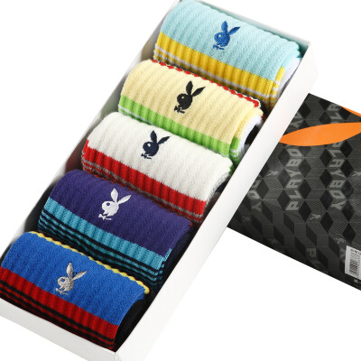 

Jingdong supermarket] Playboy PLAYBOY sports socks men's socks male combed cotton comfortable warm socks stripes 5 double installed 26-28cm