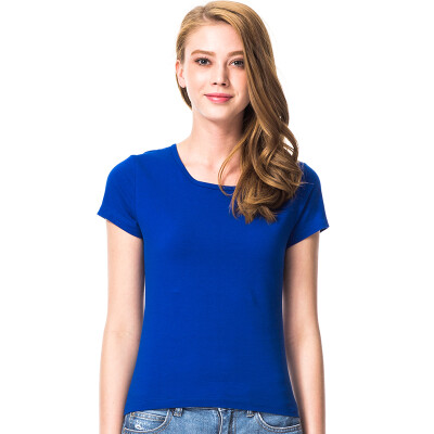 

Three guns home service Shu skin Lycra cotton round neck short sleeve women&39s shirt bright treasure blue L