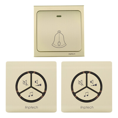 

Lead Technology G1 Smart home champagne gold one drag two doorbell wireless home intelligent self-power remote distance remote control no battery outdoor villa waterproof electronic doorbell
