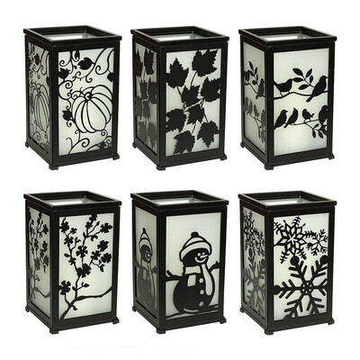 

Decorative Candle Lantern with LED Flameless Candles with Timer-12 Piece Replaceable Surface, Black, 5X5X8.5"
